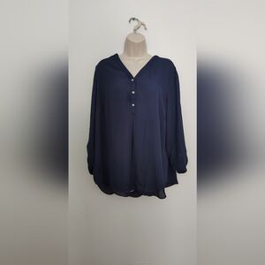 JM Collection Deep Blue Casual Button Down Shirt
